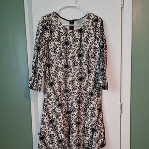 Skies Are Blue Black and Cream Patterned Dress